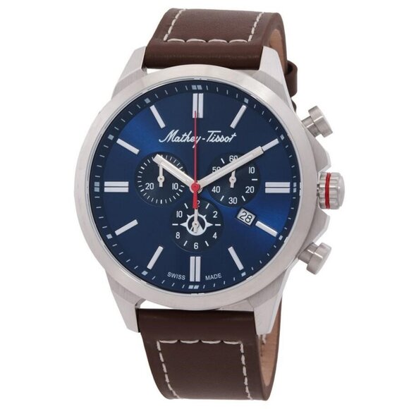 NWT Authentic Mathey-Tissot Field Scout Chronograph Quartz Blue Dial Men's Watch - Picture 1 of 3